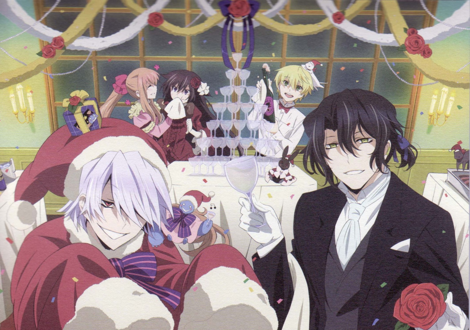 alice_(pandora_hearts), binding_discoloration, christmas, emily_(pandora_hearts), gilbert_nightray, oz_vessalius, pandora_hearts, shalon_rainsworth