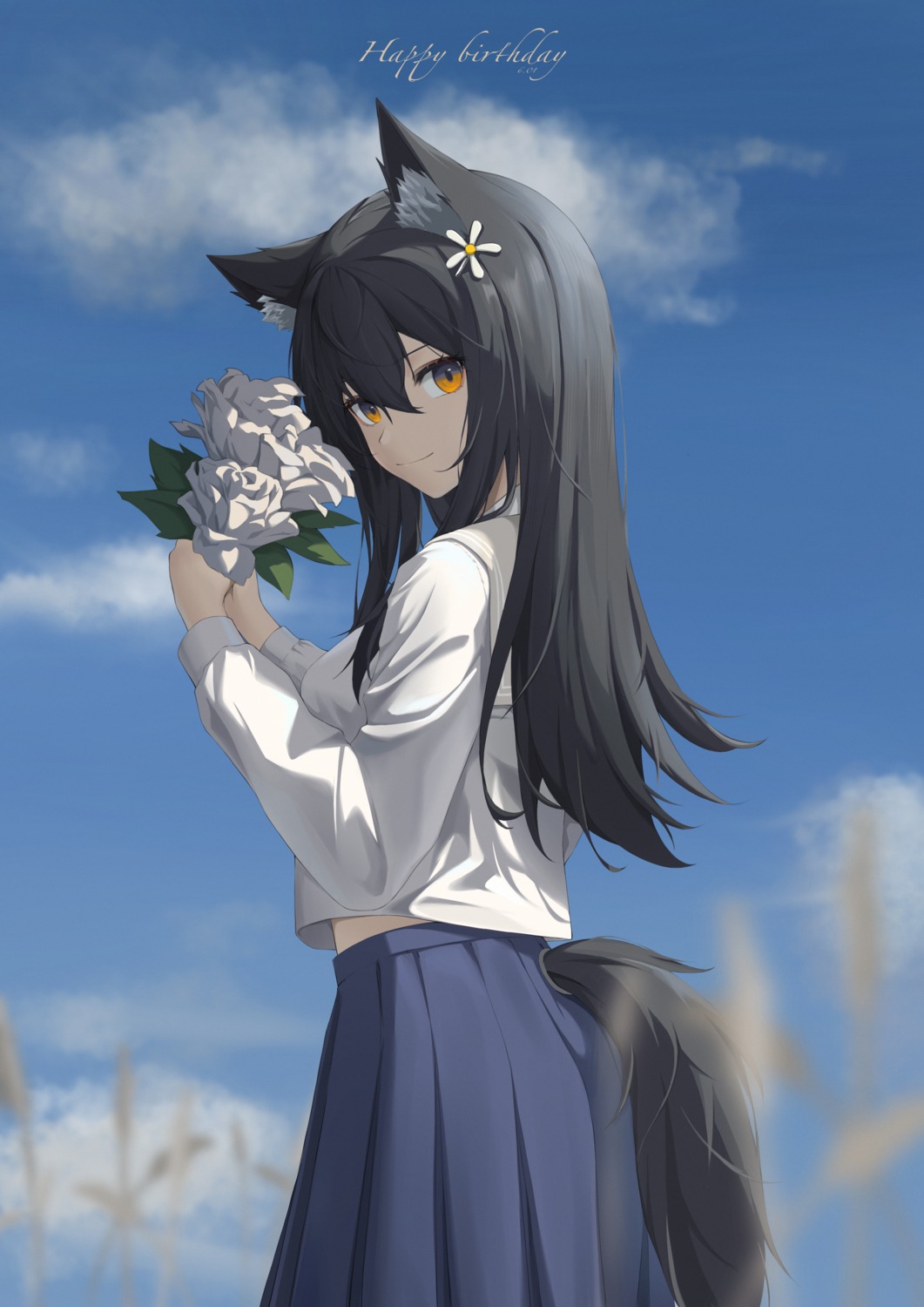 animal_ears, arknights, gaoqiaoyuyin_takahashi, seifuku, tail, texas_(arknights)