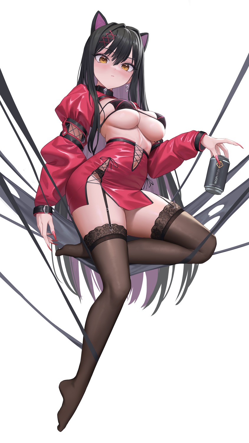 animal_ears, bra, nekomimi, stockings, thighhighs, xzu