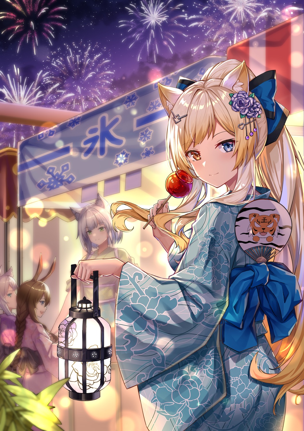 amiya_(arknights), animal_ears, arknights, bunny_ears, heterochromia, kal'tsit_(arknights), nekomimi, nightmare_(arknights)