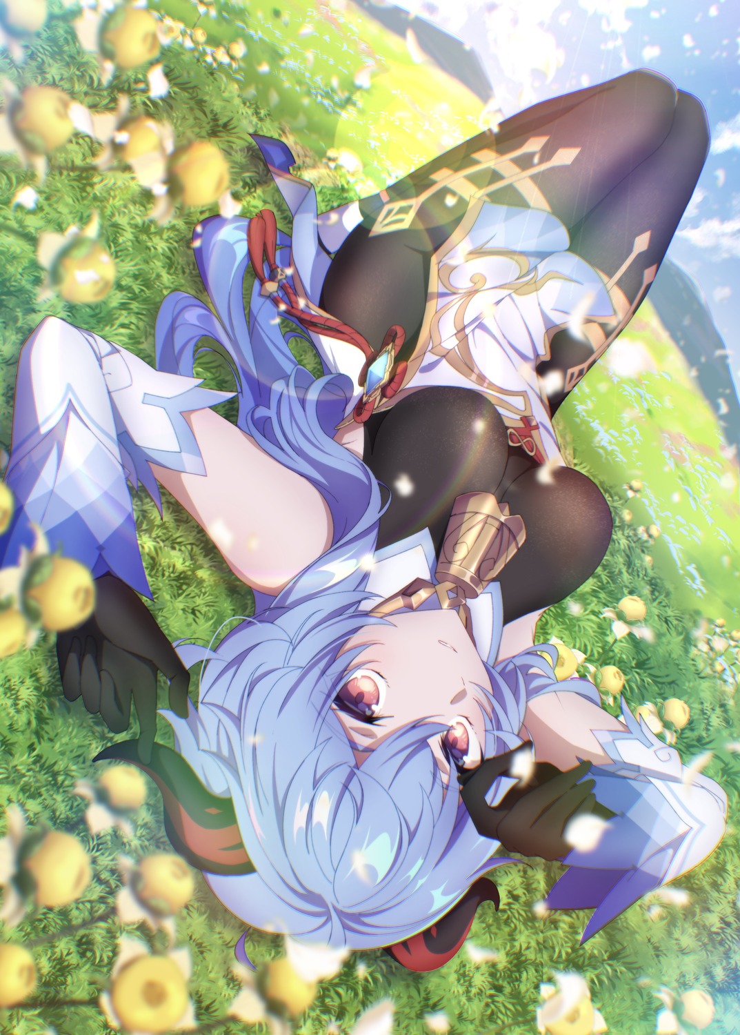 asian_clothes, bodysuit, chinese_wolfberry, ganyu, genshin_impact, horns