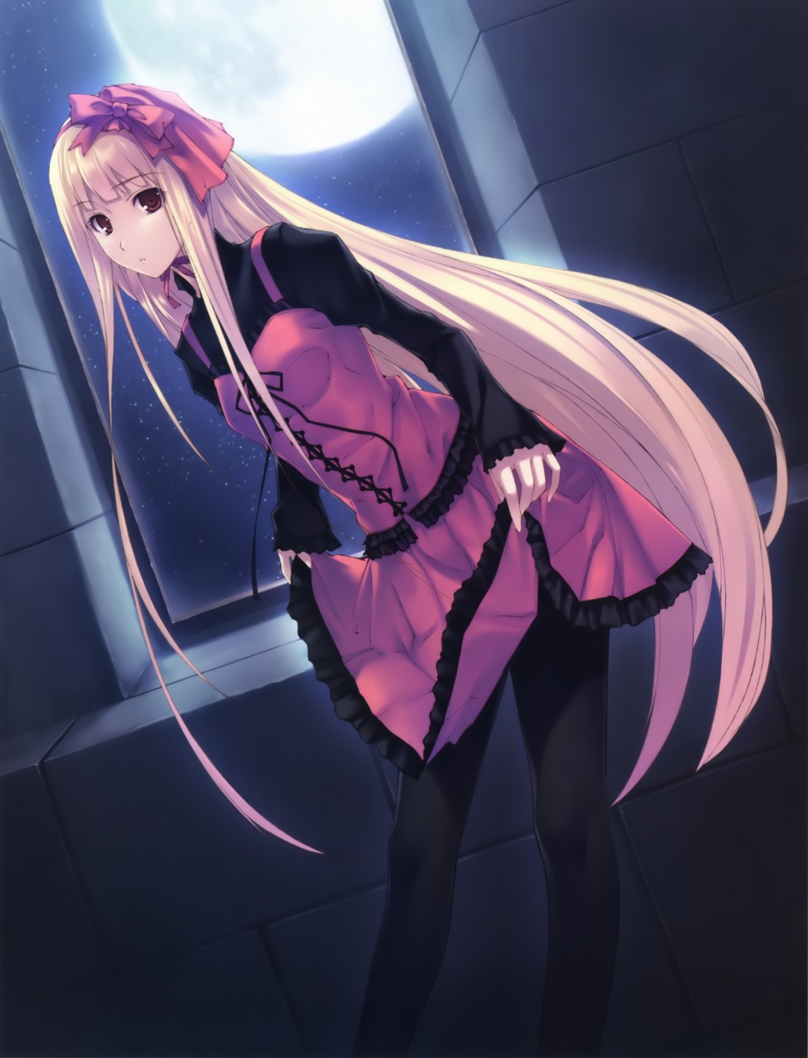 caucasus, dress, innocent_grey, lolita_fashion, nanatsuki_shion, pantyhose, skirt_lift, sugina_miki