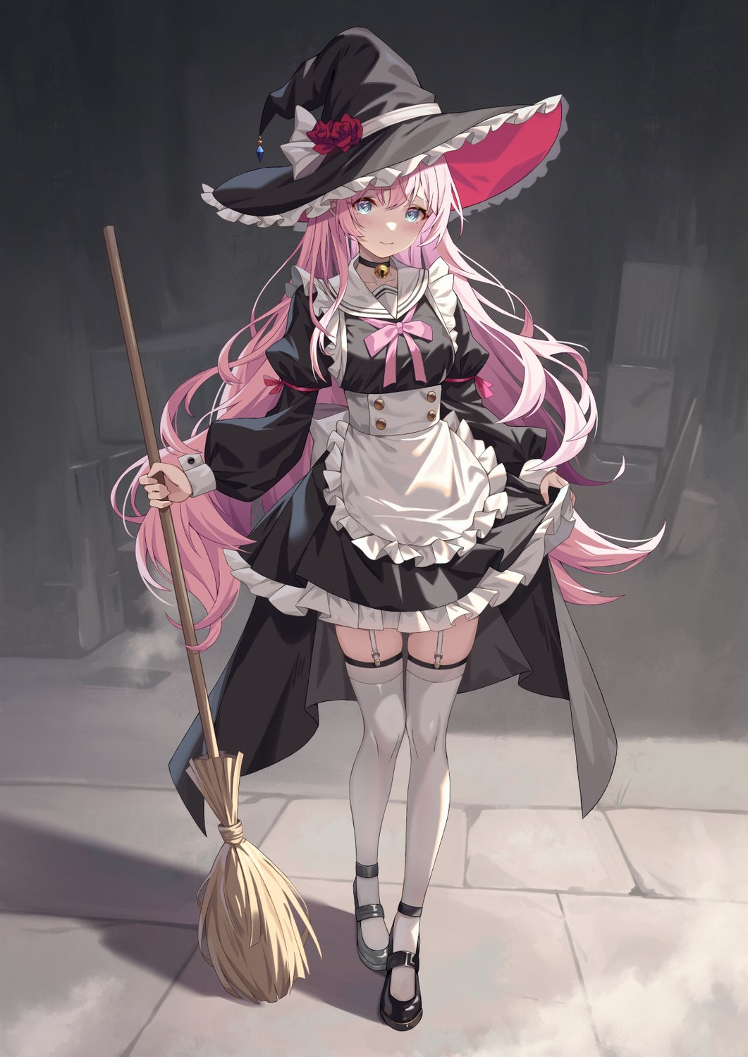 calder_(pixiv3698273), epic7, maid, stockings, tenebria_(epic7), thighhighs, witch