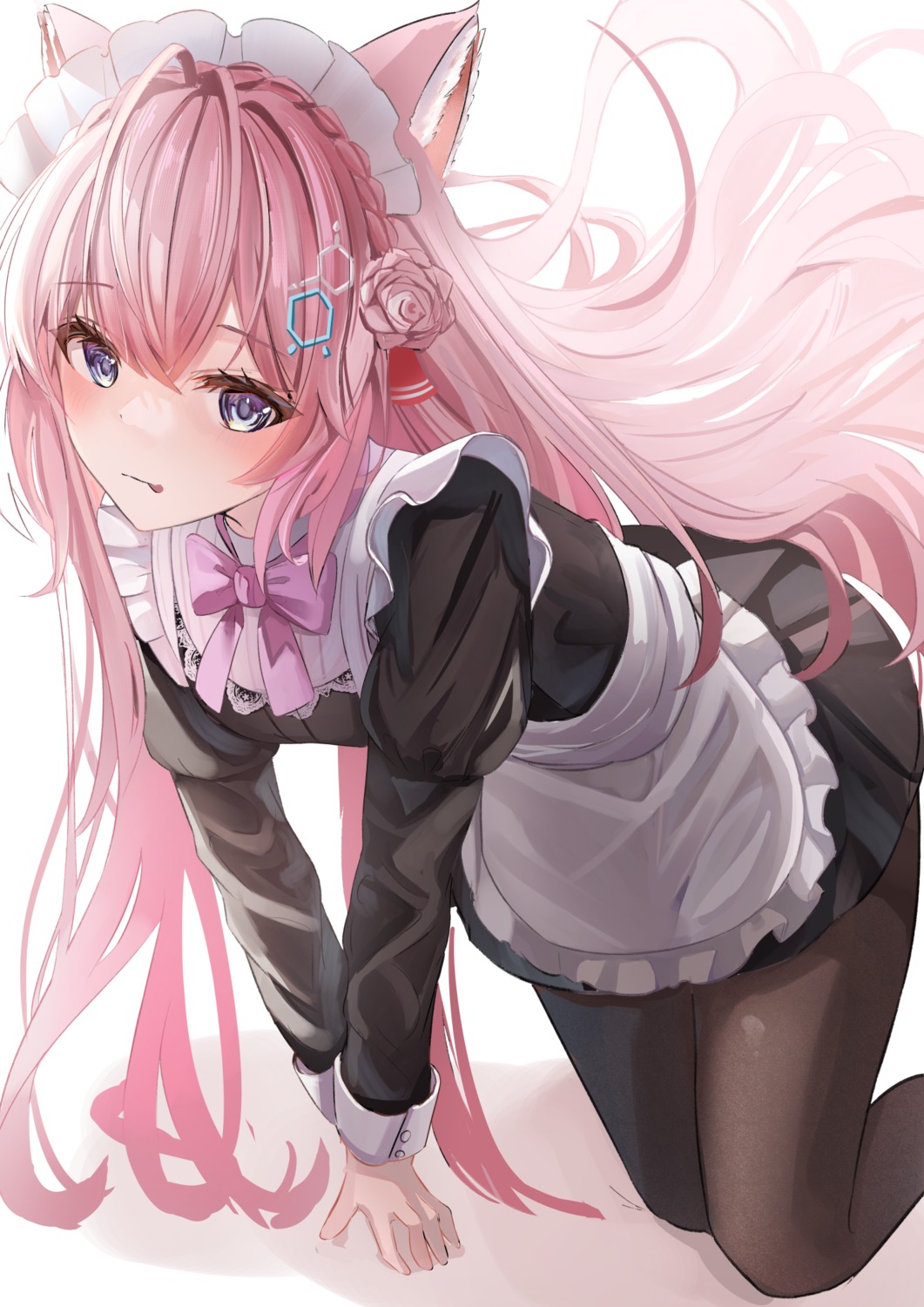animal_ears, hakui_koyori, hololive, maid, pantyhose, touyou_(39kir)