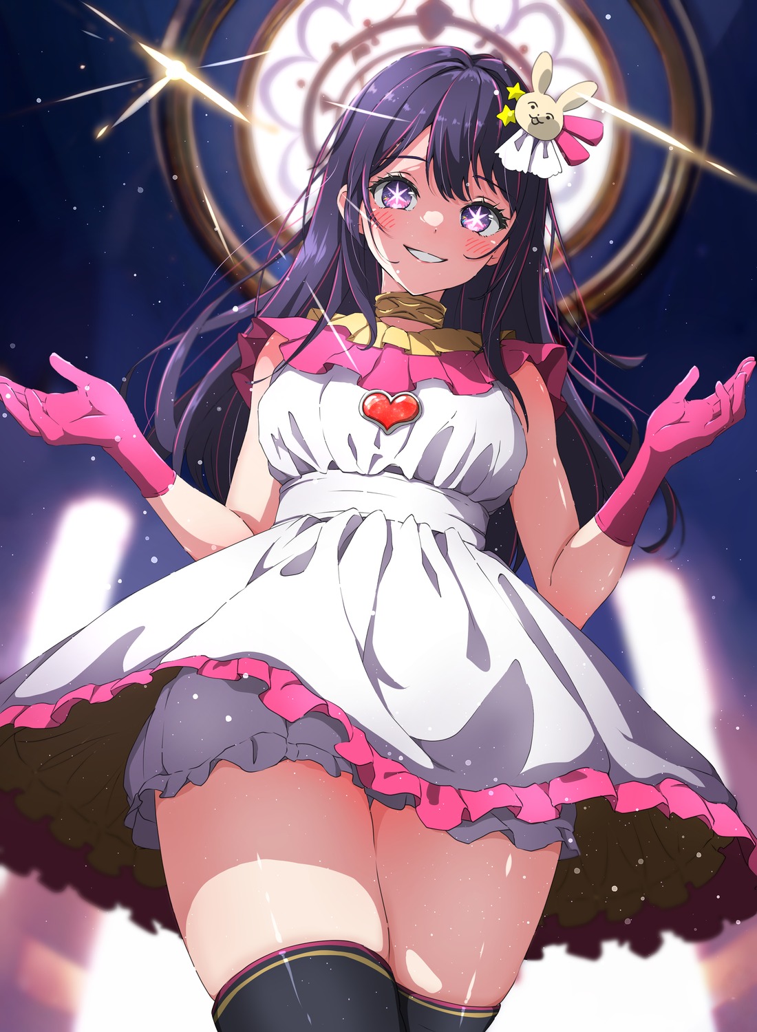 [oshi_no_ko], dress, hoshino_ai, isakoro_(hx9cj), thighhighs
