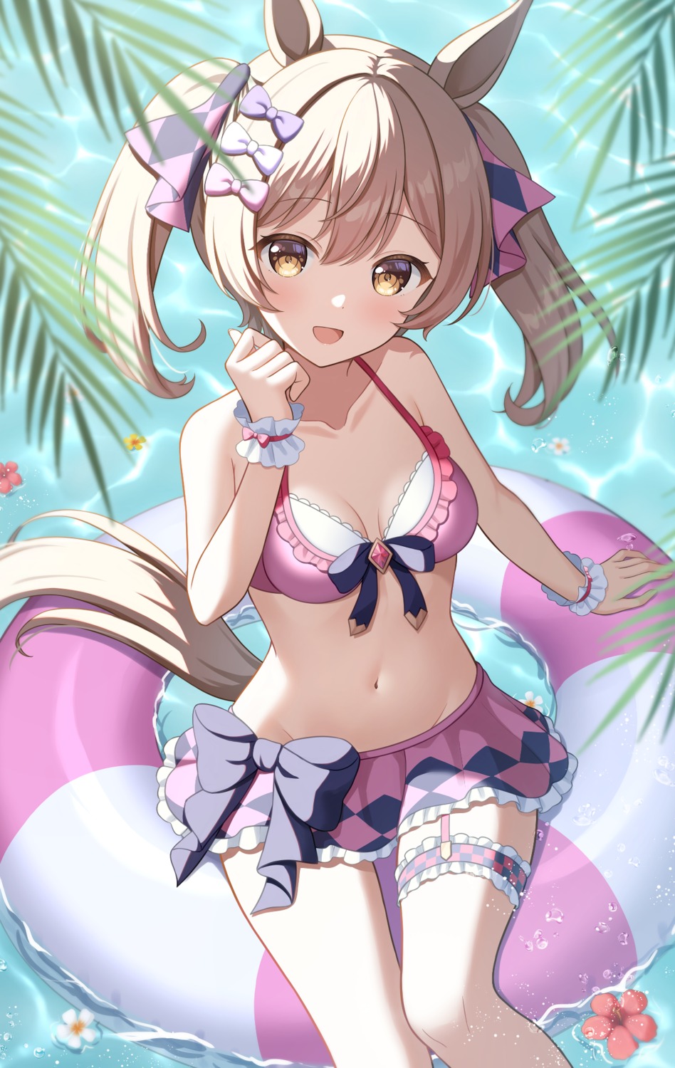 animal_ears, bikini, futaba_kurumi, garter, smart_falcon_(umamusume), swimsuits, tail, uma_musume_pretty_derby