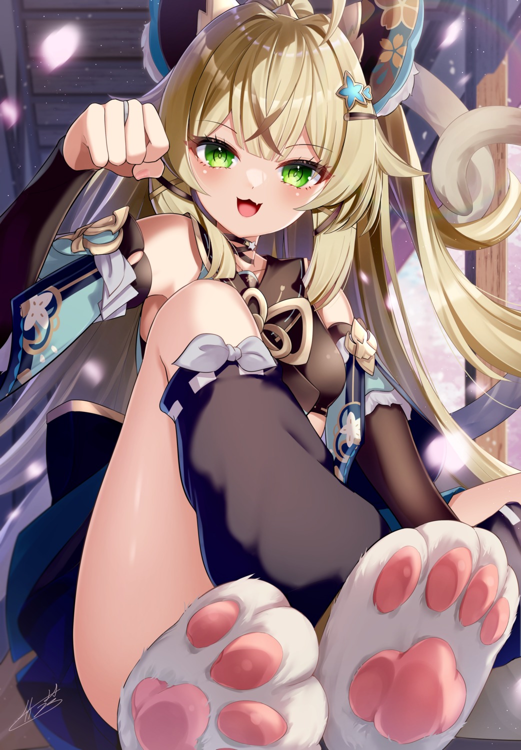 animal_ears, genshin_impact, kirara_(genshin_impact), nekomimi, tail, takemura_kou