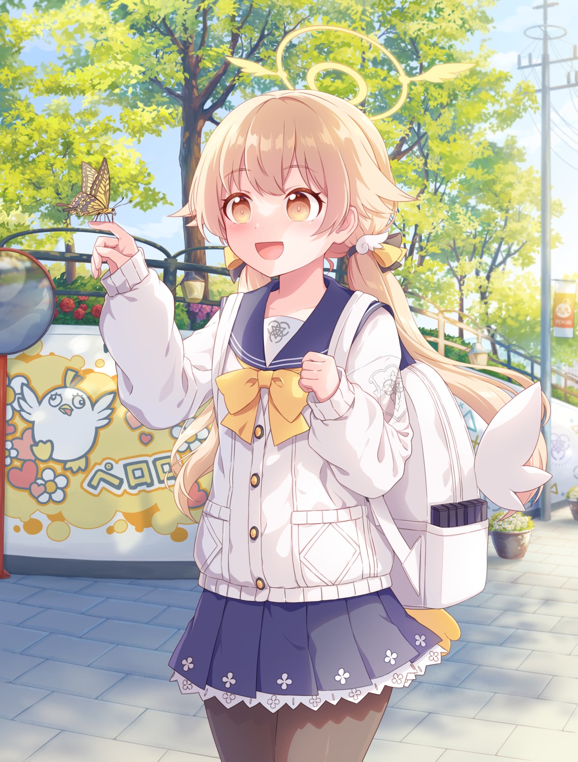 ajitani_hifumi, angel, blue_archive, caramell0501, pantyhose, seifuku, sweater, wings