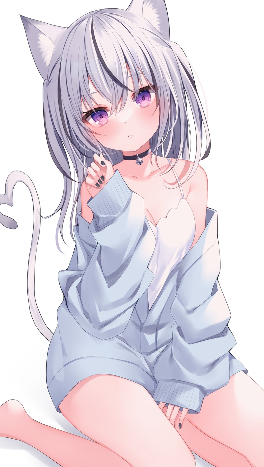 animal_ears, komomo_(ptkrx), nekomimi, sweater, tail