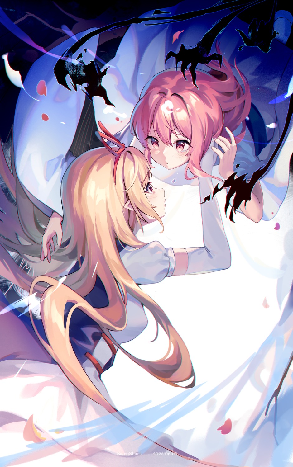 bzsk., dress, saigyouji_yuyuko, touhou, yakumo_yukari, yuri