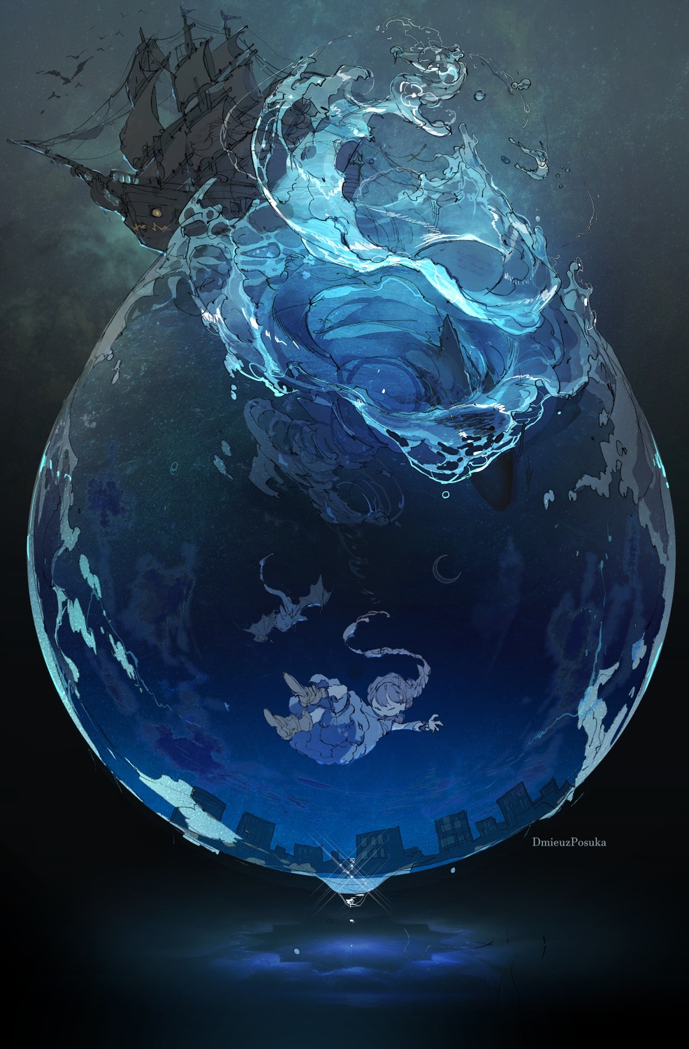 demizu_posuka, dress, wings