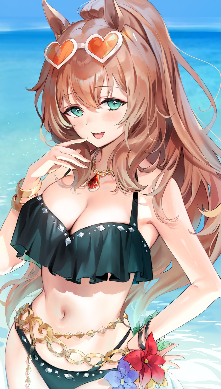 animal_ears, bikini, emyo, maruzensky_(umamusume), megane, swimsuits, uma_musume_pretty_derby