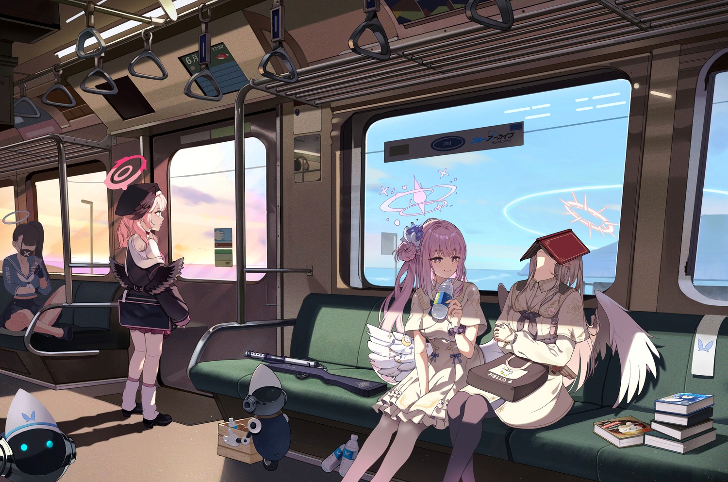 angel, blue_archive, gun, hael, halo, kirifuji_nagisa, misono_mika, pantyhose