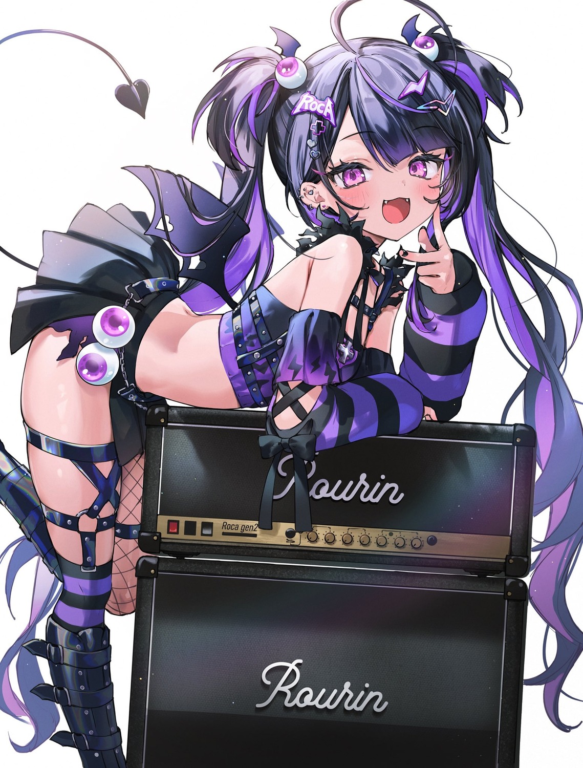 devil, fishnets, garter, nekoyashiki_pushio, skirt_lift, stockings, tail, thighhighs, wings