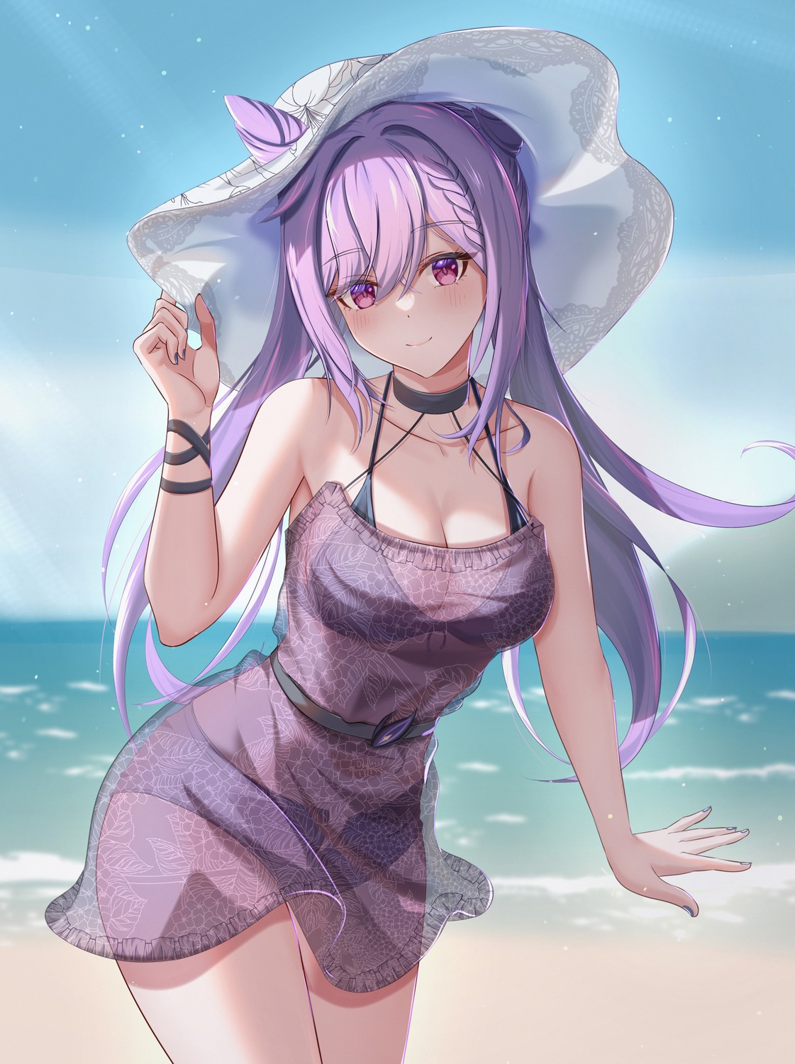 bikini_top, dealesis, genshin_impact, keqing, see_through, swimsuits