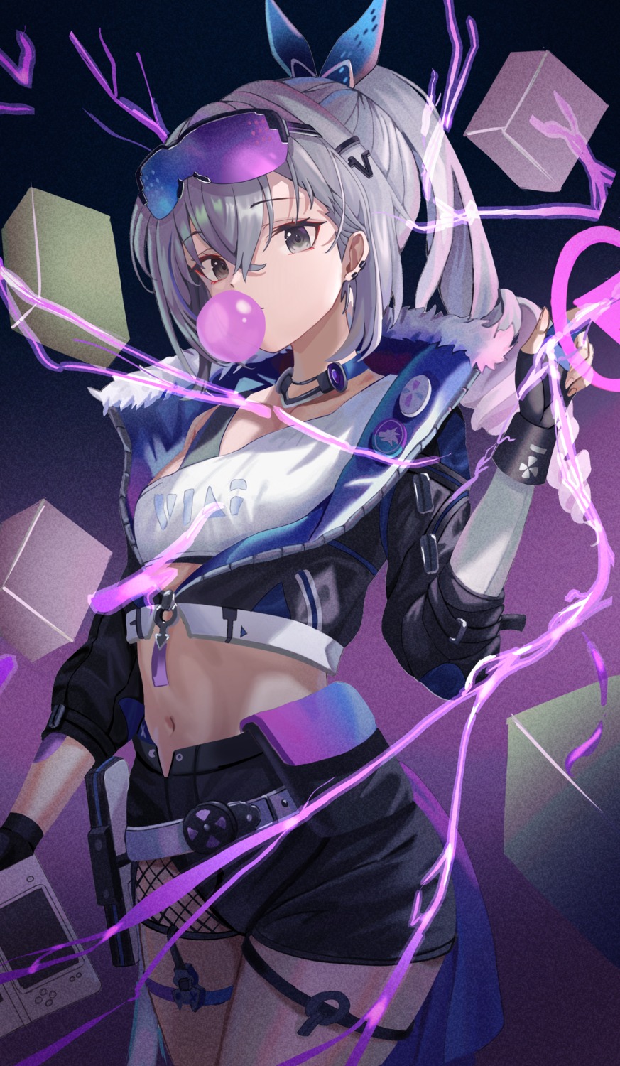 fishnets, garter, honkai:_star_rail, mayo_9_5, megane, silver_wolf_(honkai:_star_rail)