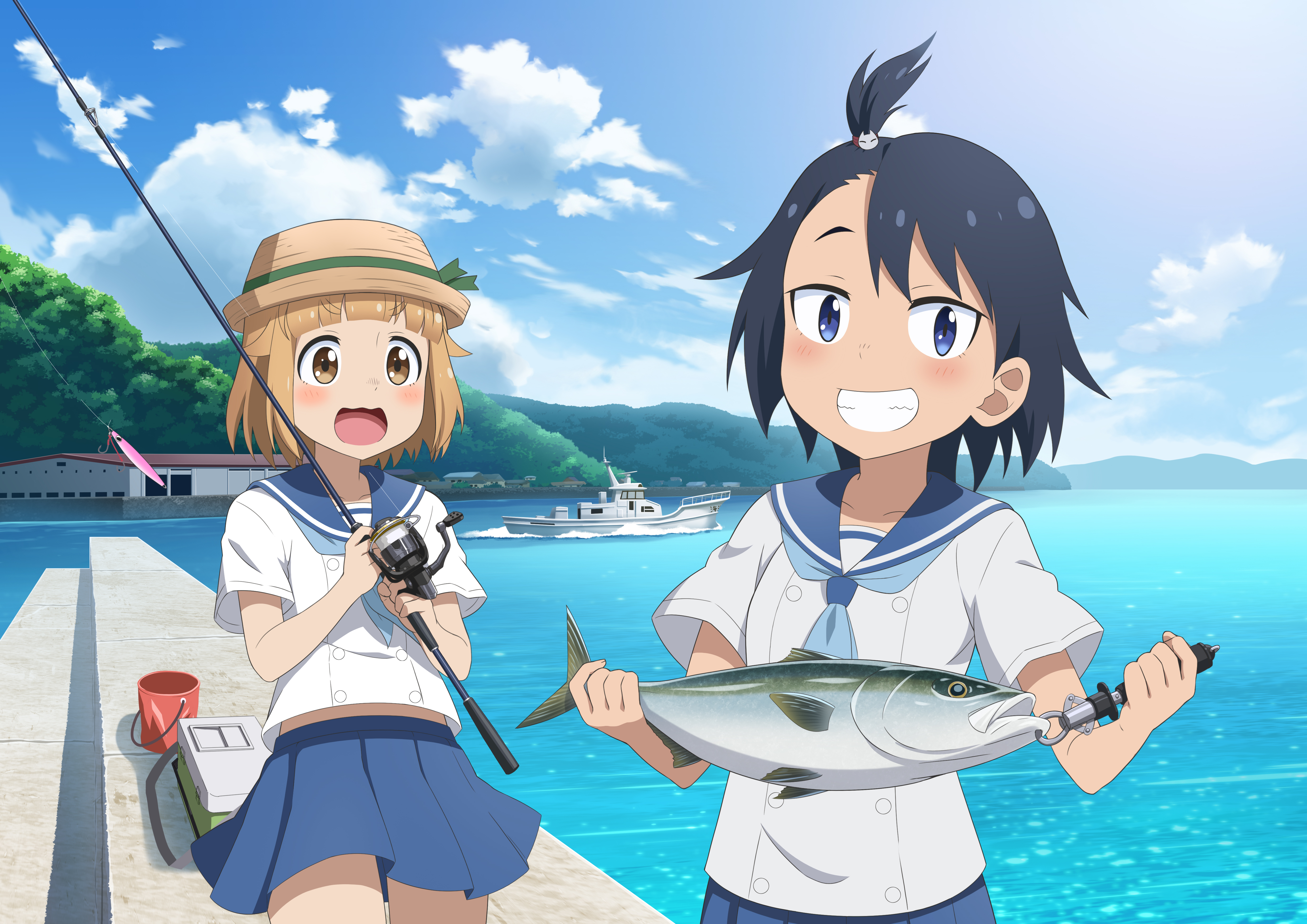 hodaka_natsumi, houkago_teibou_nisshi, kuromasu, seifuku, tsurugi_hina
