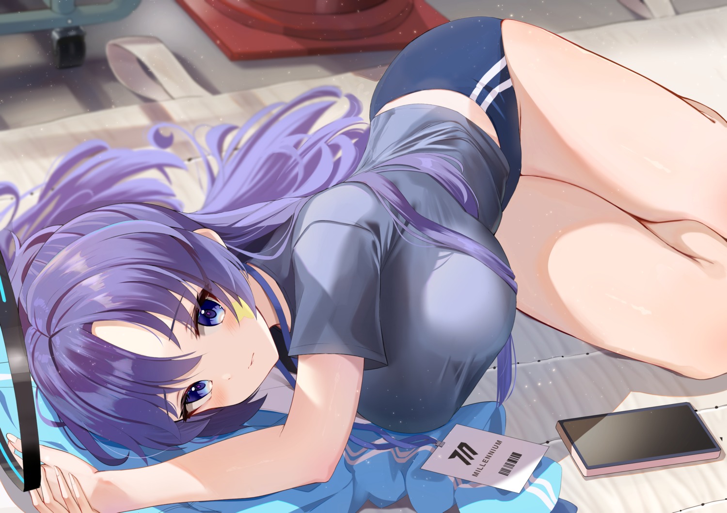 blue_archive, buruma, gym_uniform, halo, hayase_yuuka, puripuri, tattoo