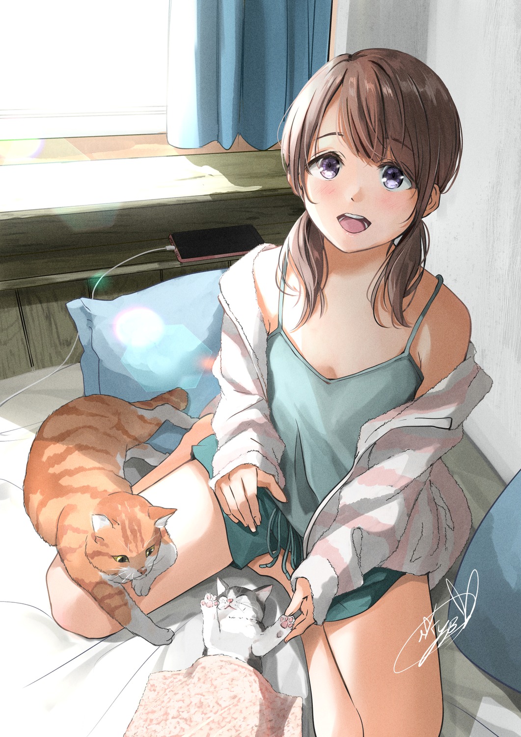 lingerie, neko, pajama, soragane_(banisinngurei)