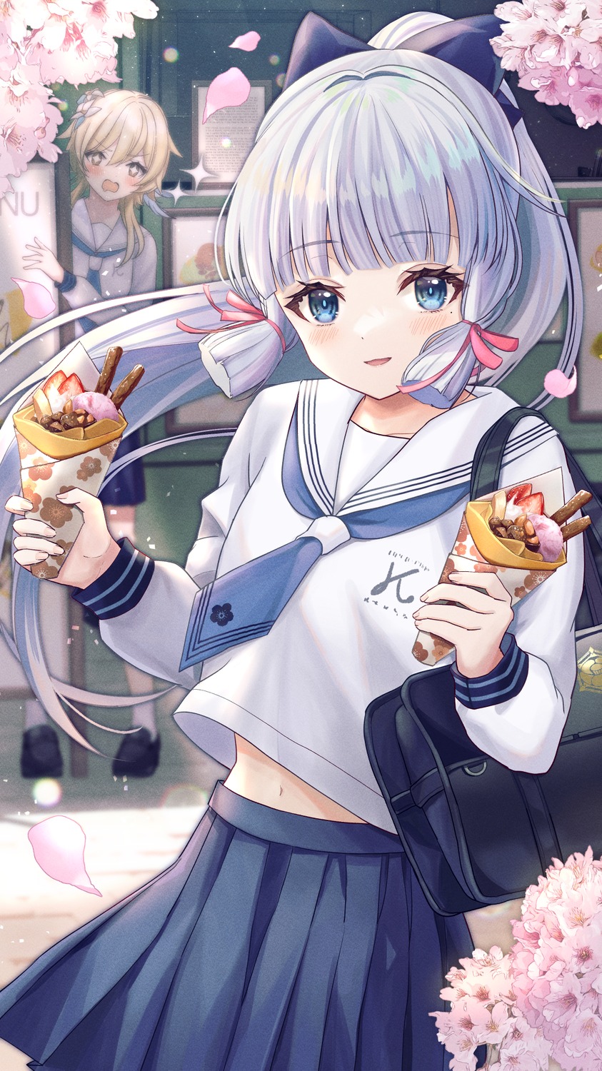 genshin_impact, kamisato_ayaka, kashiwagi_touko, lumine, seifuku