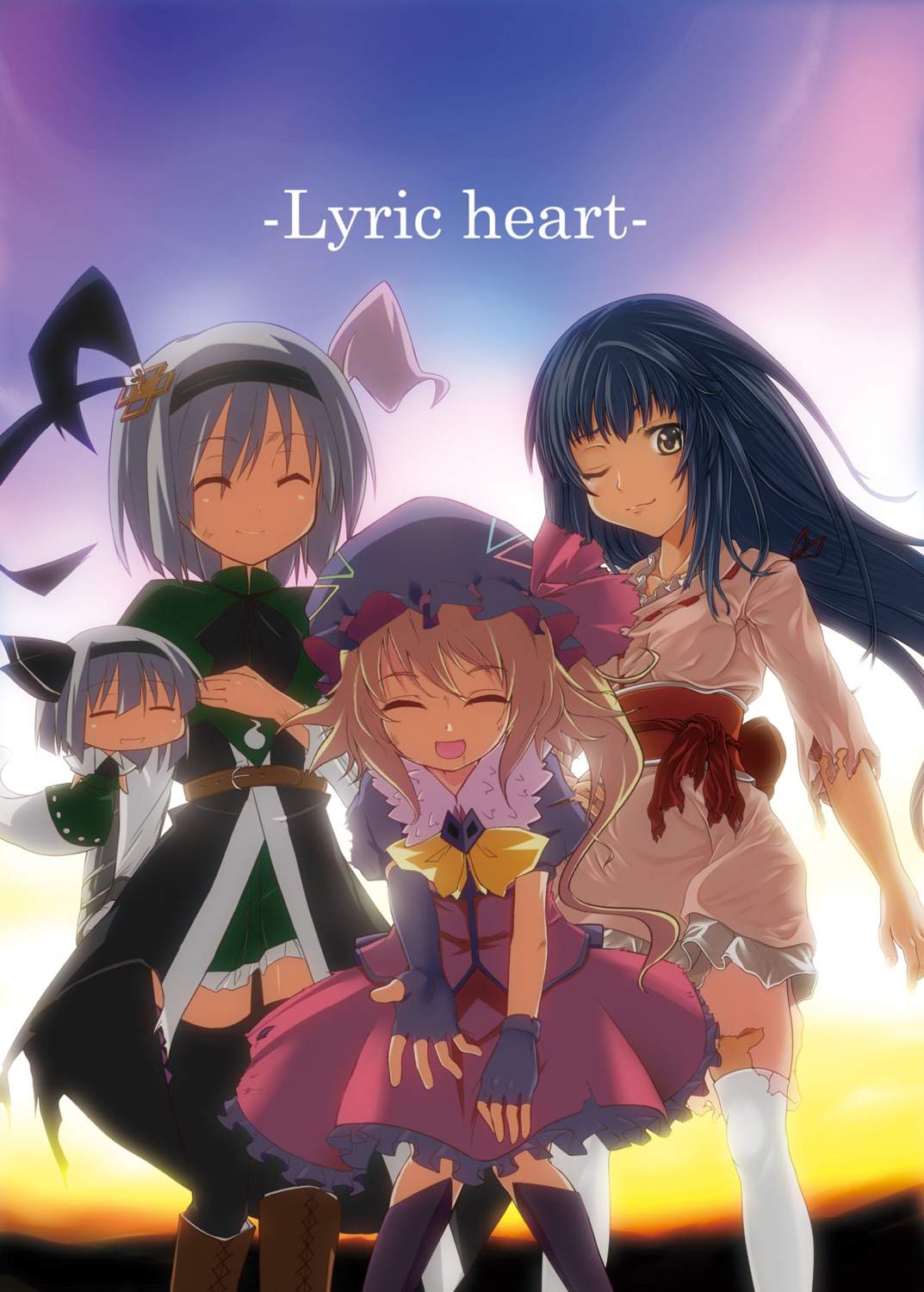 bell_(satappe), chibi, flandre_scarlet, houraisan_kaguya, konpaku_youmu, morino_harifu, myon, sakurai_yuki, thighhighs, touhou
