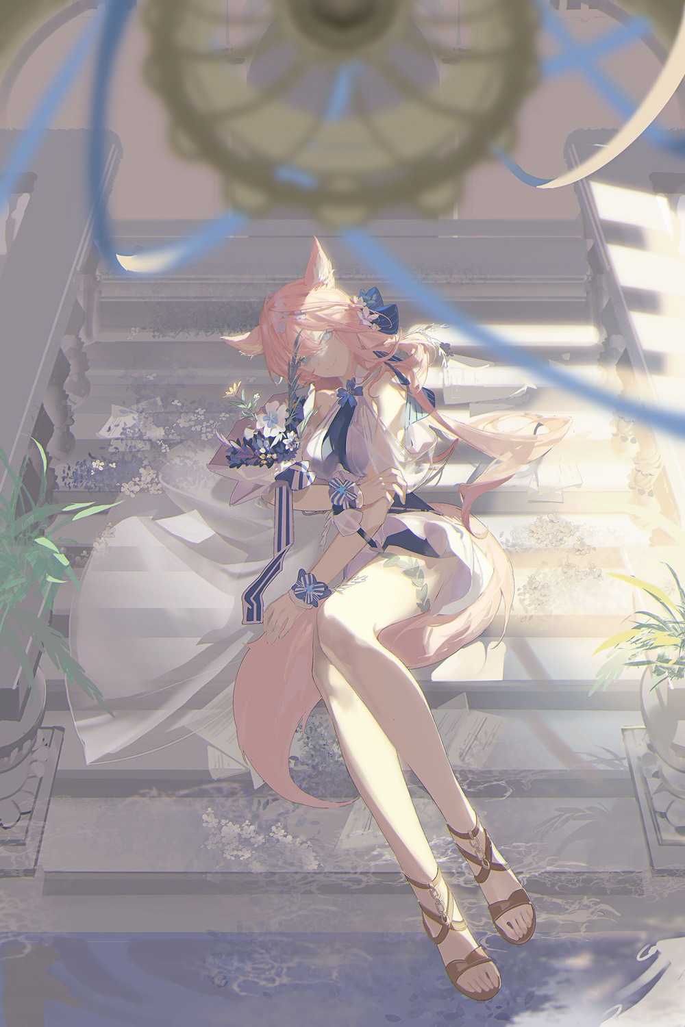 animal_ears, arknights, garter, heidi_(arknights), tagme, tail