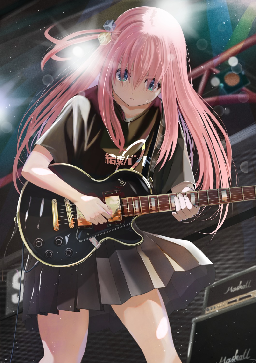 bocchi_the_rock!, gotou_hitori, guitar, hxk4_n, seifuku, uniform