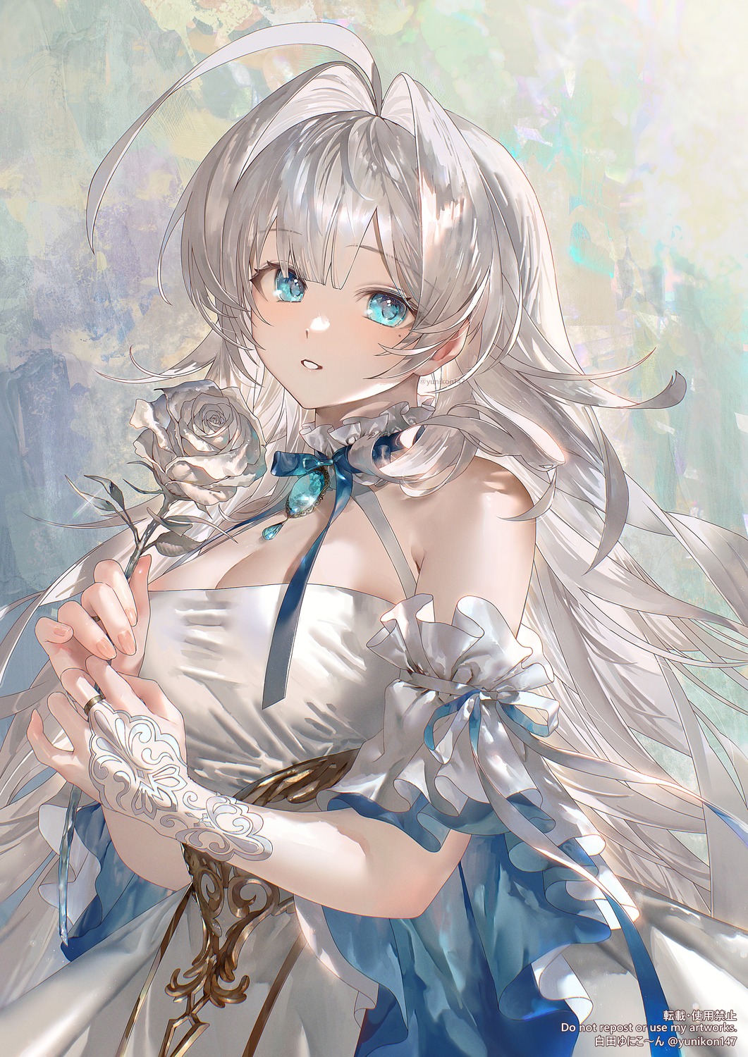 cleavage, dress, no_bra, official_watermark, yunikon