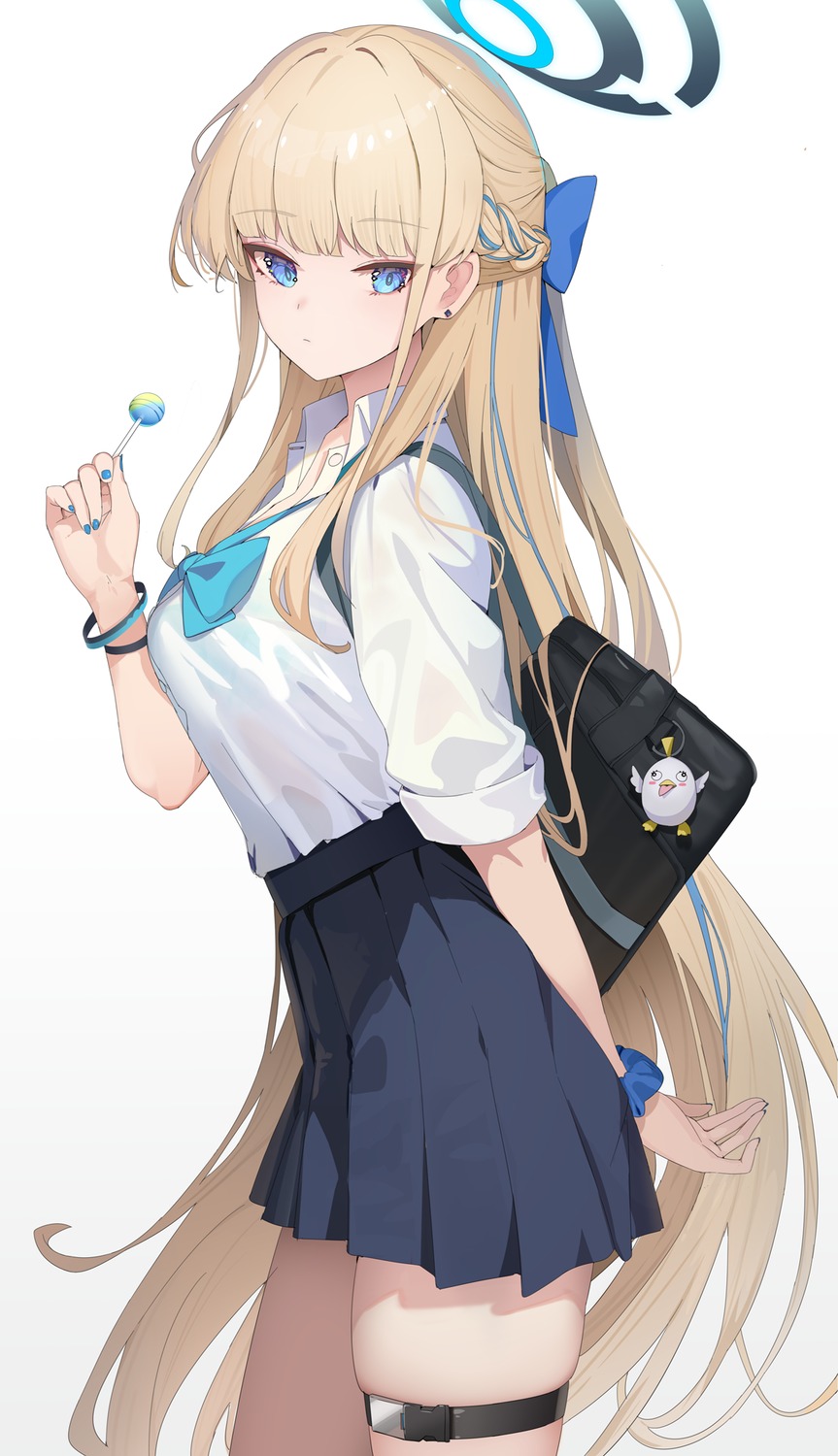 asuma_toki, blue_archive, bra, garter, halo, see_through, seifuku, shimanun