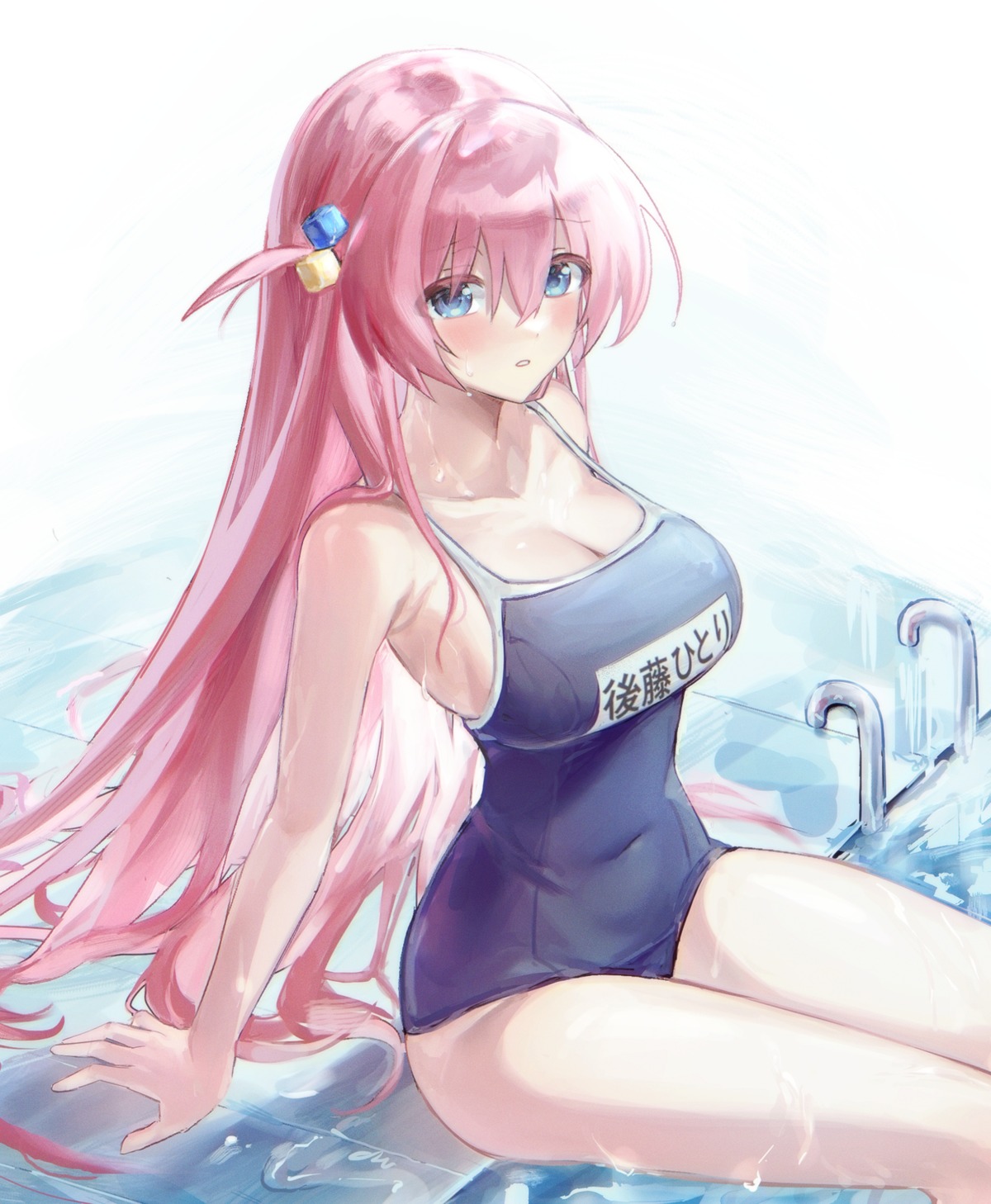 bocchi_the_rock!, gotou_hitori, school_swimsuit, swimsuits, wet, zuzu_(wckd7545)