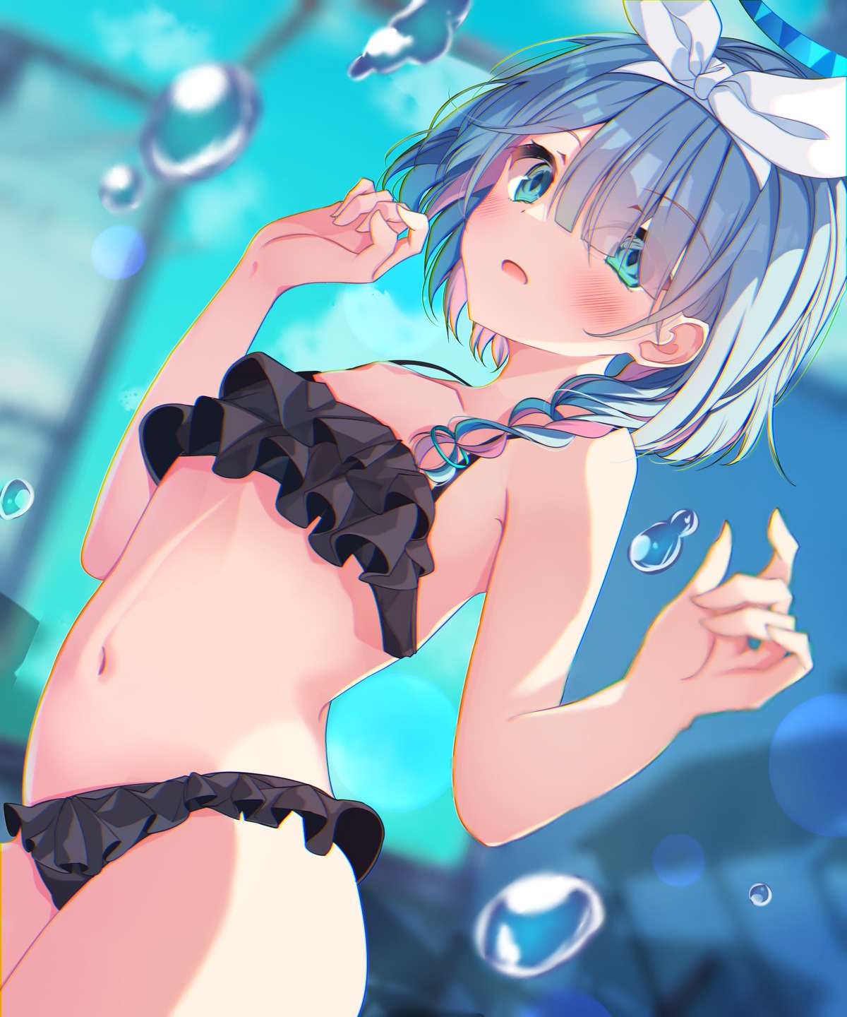 arona_(blue_archive), bikini, blue_archive, halo, paru_364364, swimsuits