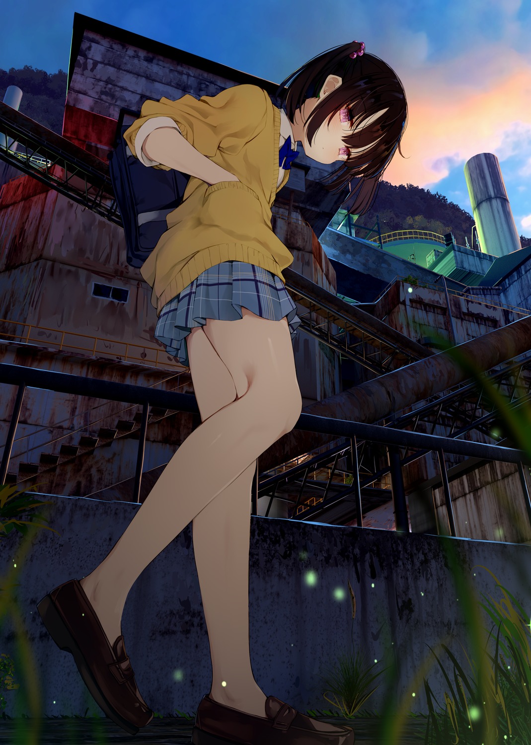 bare_legs_girl_(kamizaki_hibana), kamizaki_hibana, seifuku, sweater