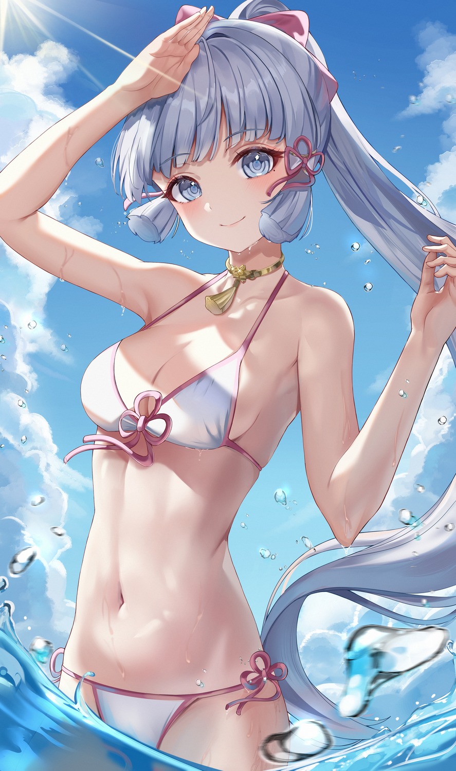 bikini, genshin_impact, kamisato_ayaka, lnji_(rnlwls34), swimsuits, wet