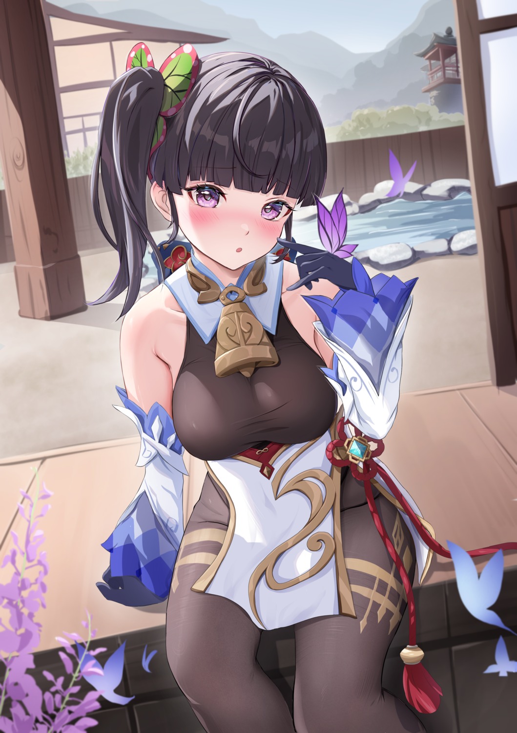 asian_clothes, cosplay, ganyu, genshin_impact, kimetsu_no_yaiba, leotard, pantyhose, pharmarr