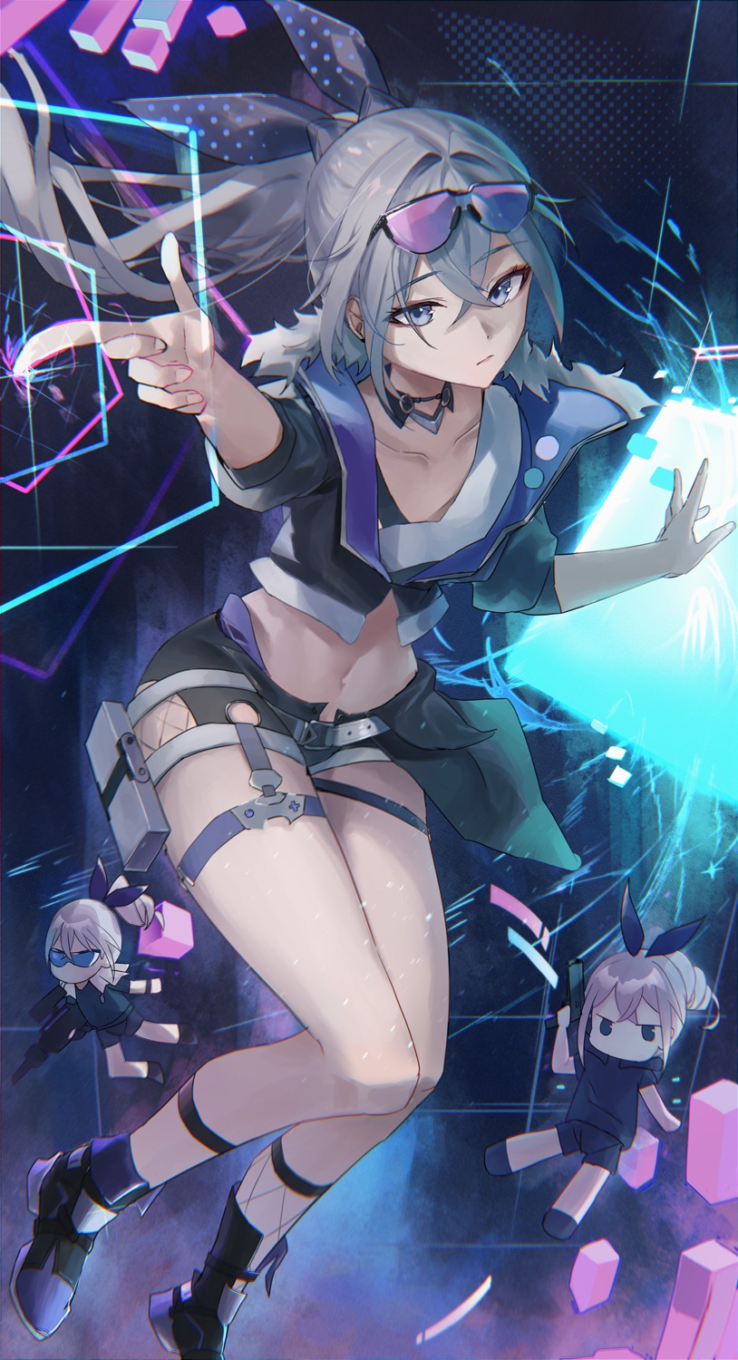 chibi, garter, gun, honkai:_star_rail, megane, nimiru_namire, silver_wolf_(honkai:_star_rail)