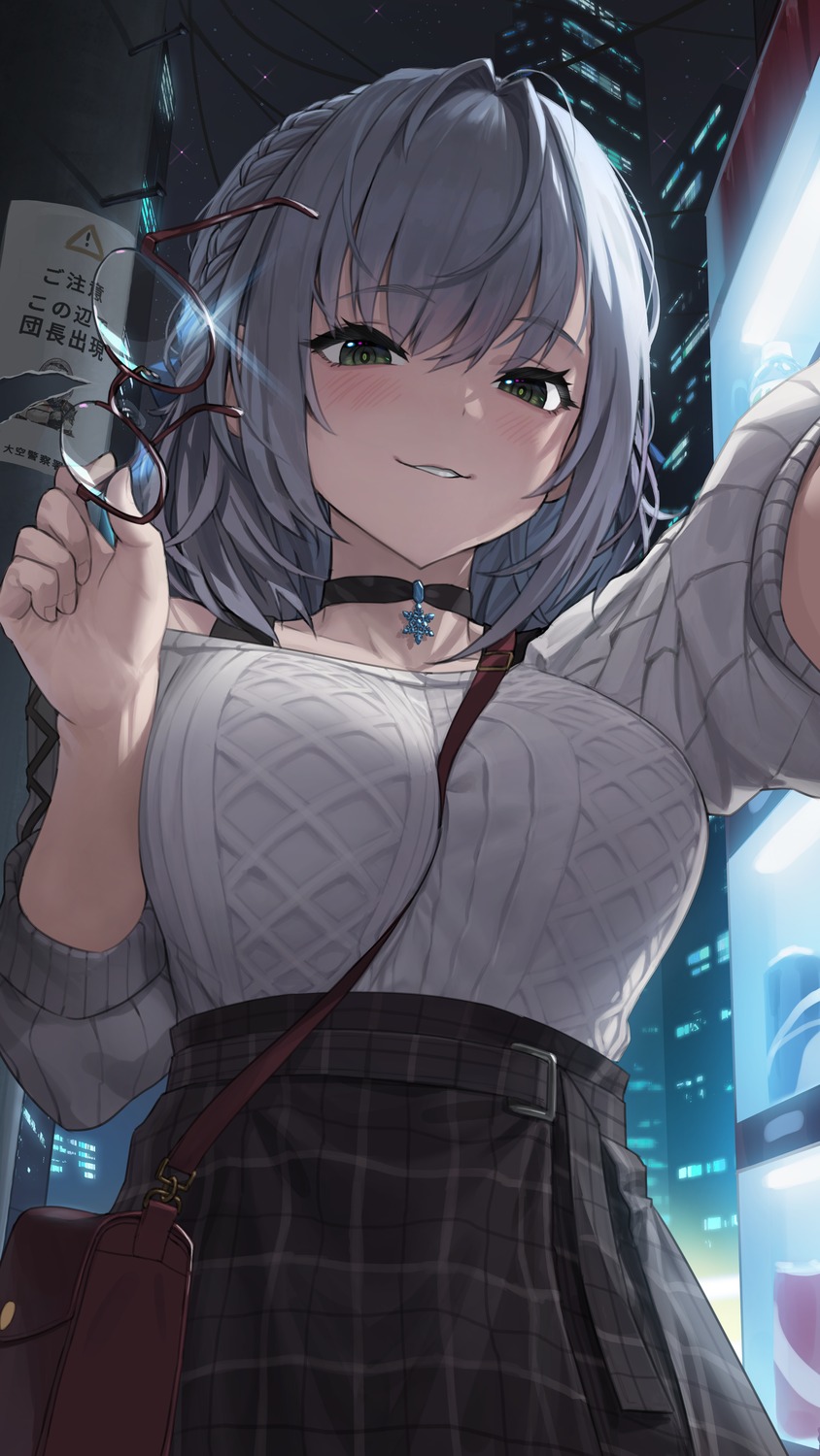 hololive, megane, reccu, selfie, shirogane_noel, sweater