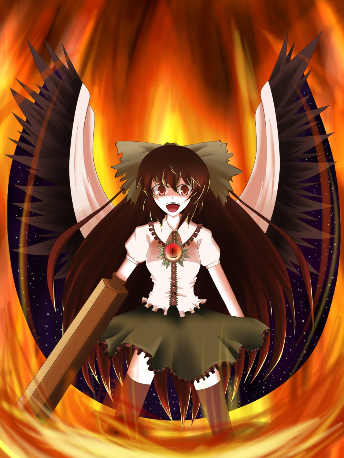 hasewox, reiuji_utsuho, thighhighs, touhou, wings