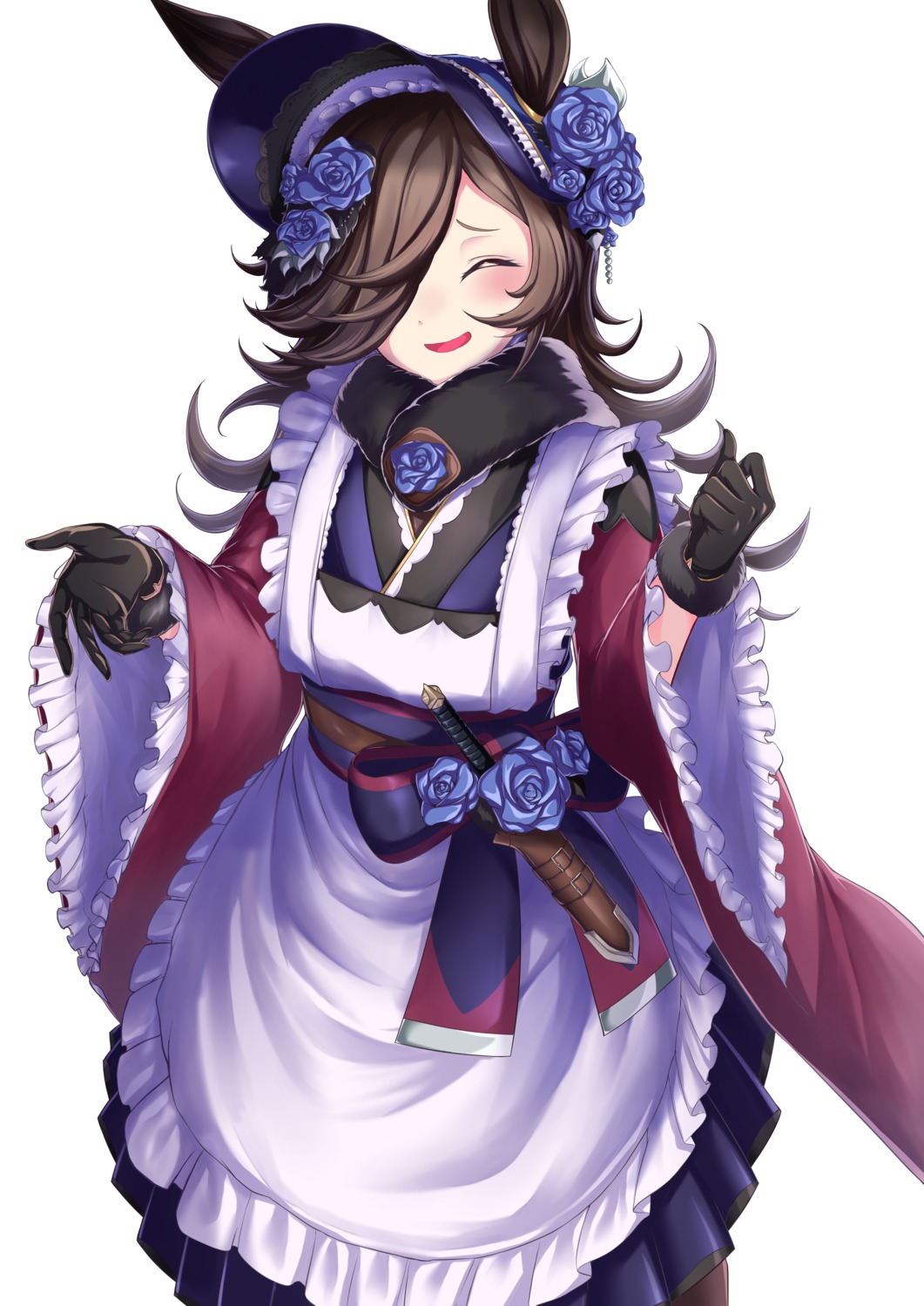 animal_ears, maid, rice_shower_(umamusume), sa_(xwfm8875), uma_musume_pretty_derby, wa_maid, weapon
