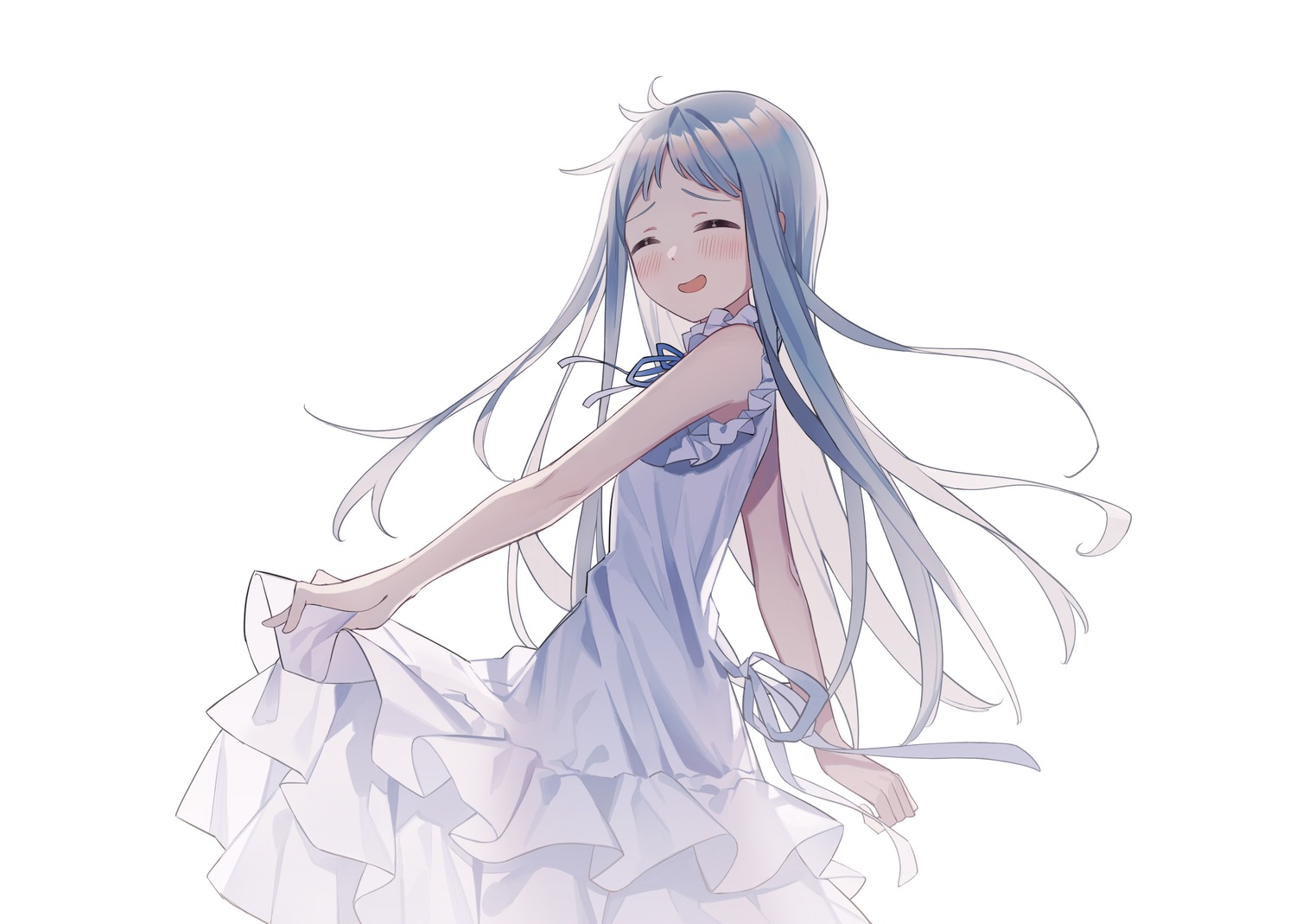 ano_hi_mita_hana_no_namae_wo_bokutachi_wa_mada_shiranai, dress, honma_meiko, shiroraku, skirt_lift, summer_dress