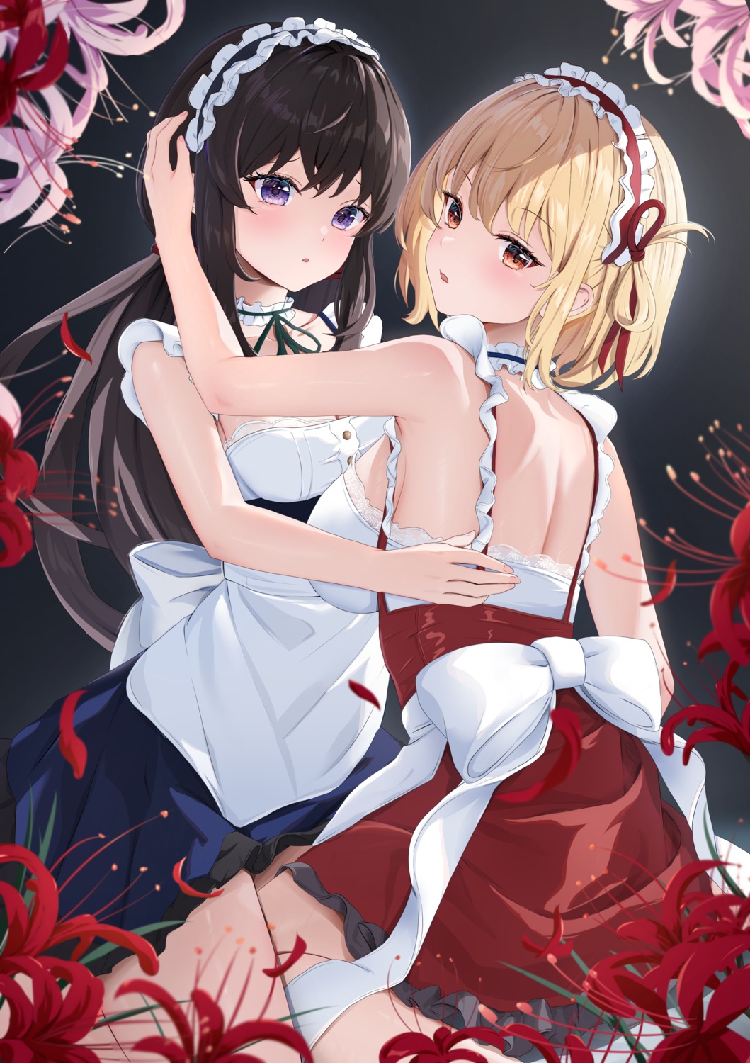 ass, inoue_takina, lycoris_recoil, maid, nishikigi_chisato, pharmarr, yuri