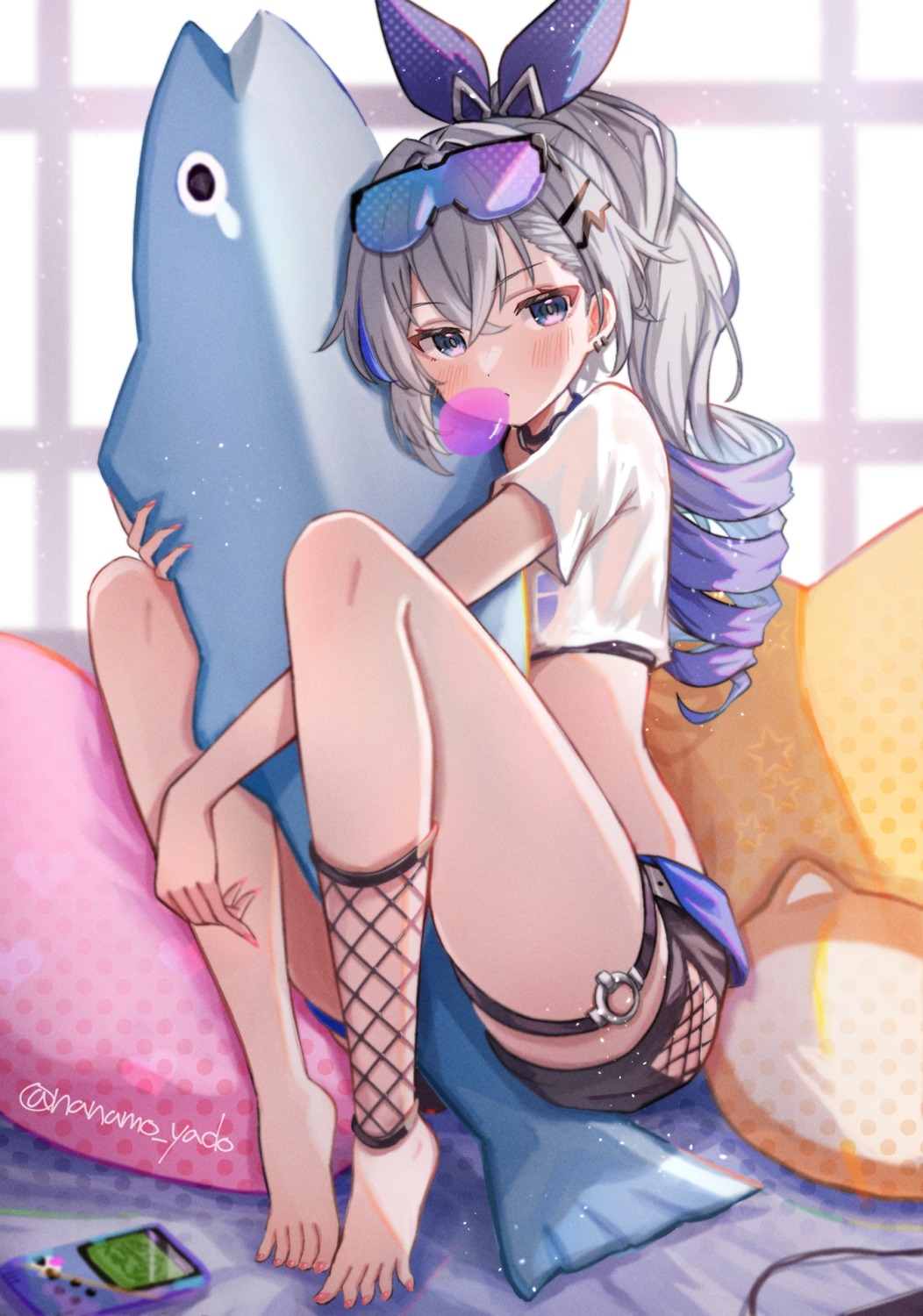 doyamona, fishnets, garter, honkai:_star_rail, megane, silver_wolf_(honkai:_star_rail)