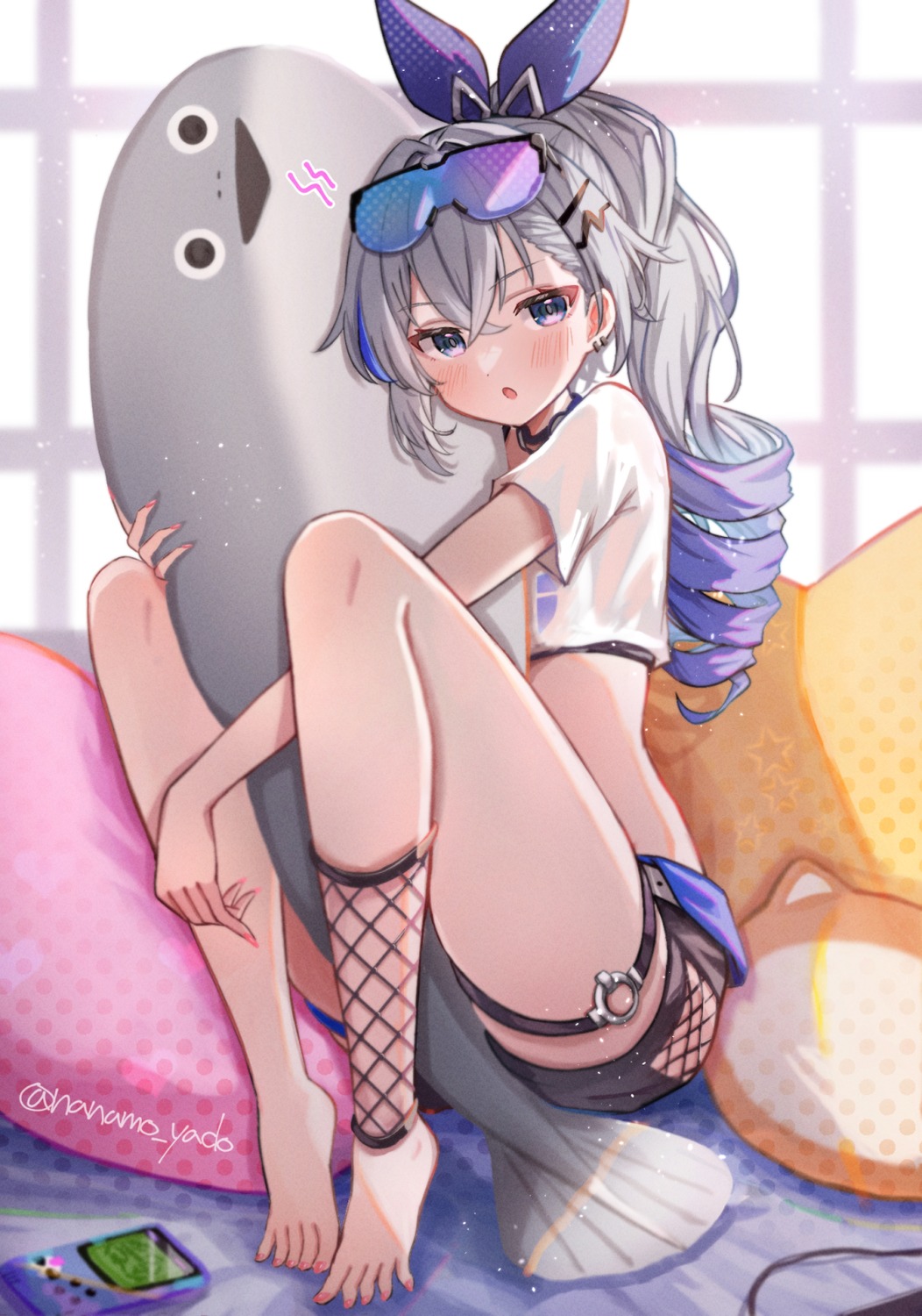 doyamona, fishnets, garter, honkai:_star_rail, megane, silver_wolf_(honkai:_star_rail)
