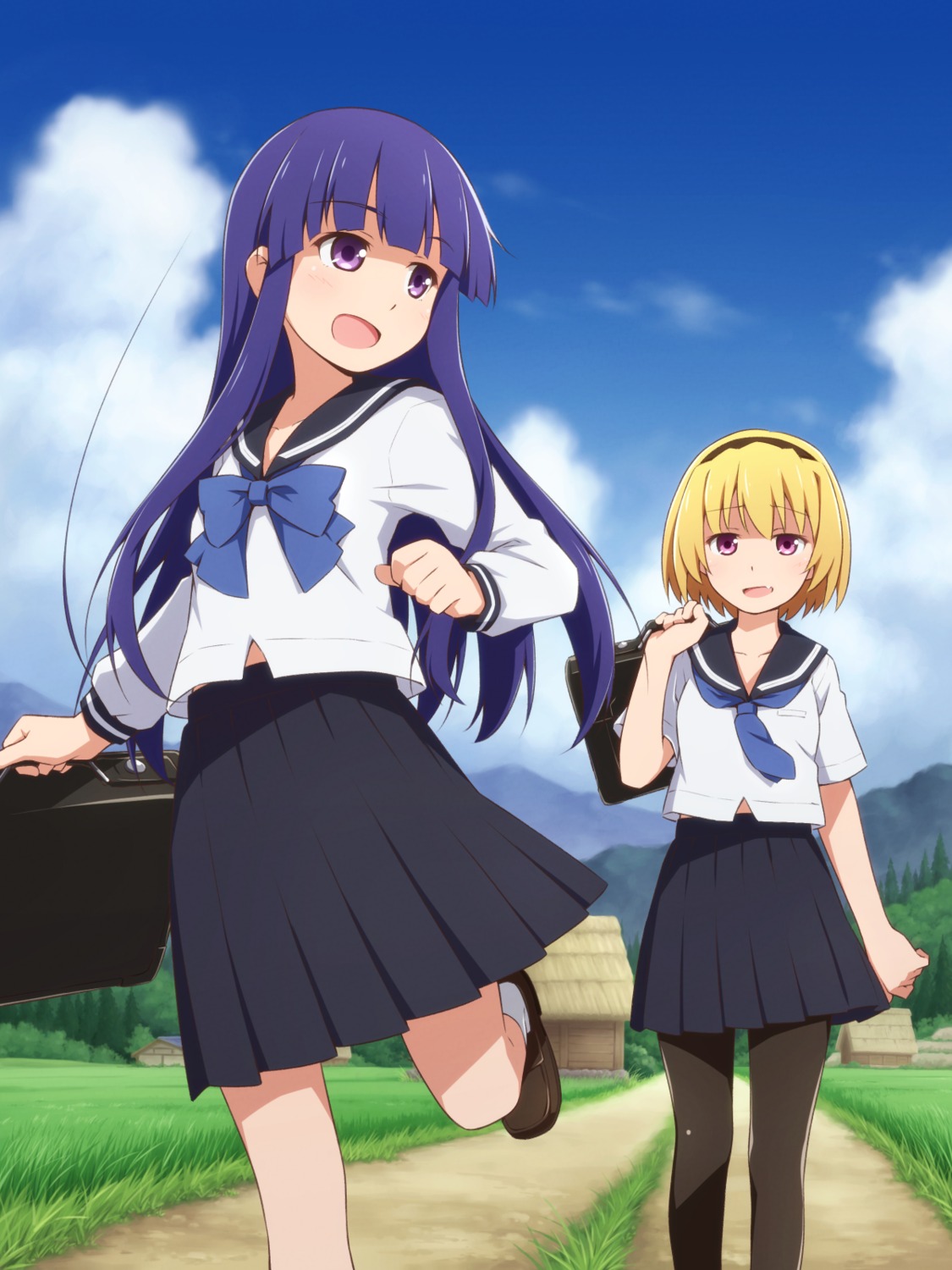 furude_rika, higurashi_no_naku_koro_ni, houjou_satoko, mashita_(candy_apricot), pantyhose, seifuku