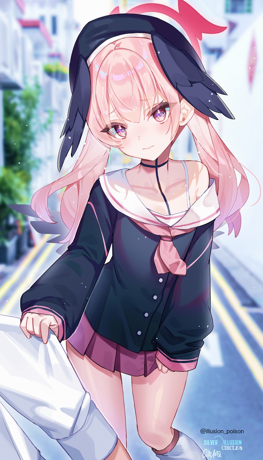 blue_archive, halo, hwansang_jungdog, seifuku, shimoe_koharu, wings