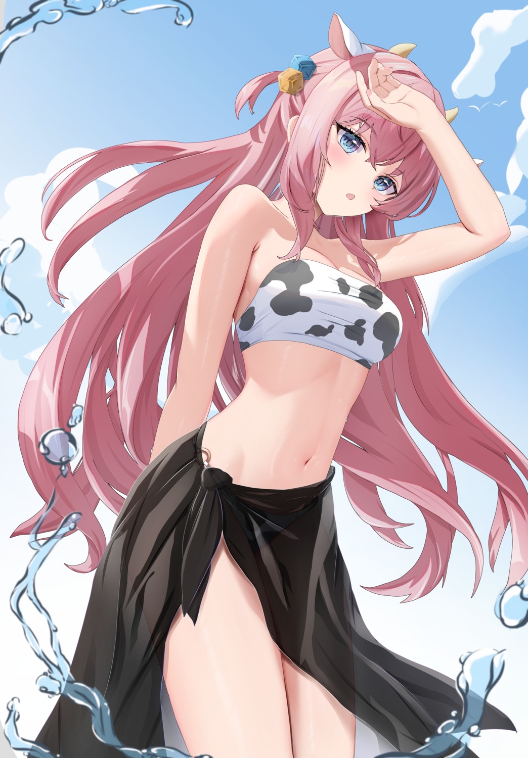 animal_ears, bikini, bocchi_the_rock!, gotou_hitori, horns, pharmarr, see_through, swimsuits