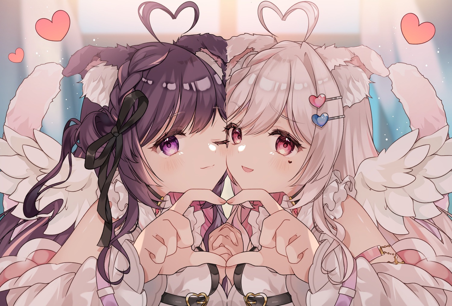 animal_ears, indie_virtual_youtuber, inumimi, koihane_nyau, tail, tattoo, wings, yuni_(irohasuiroiro)