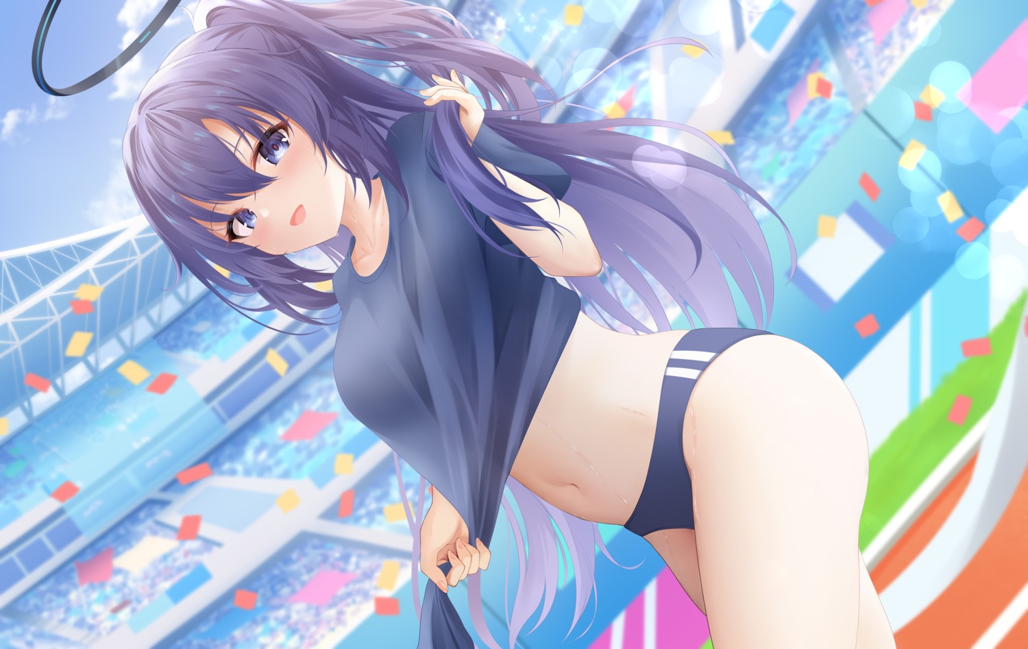 blue_archive, buruma, gym_uniform, halo, hayase_yuuka, proverbs_zhenyan