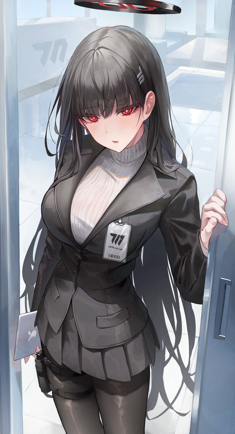 blue_archive, garter, halo, kerno, pantyhose, sweater, tsukatsuki_rio