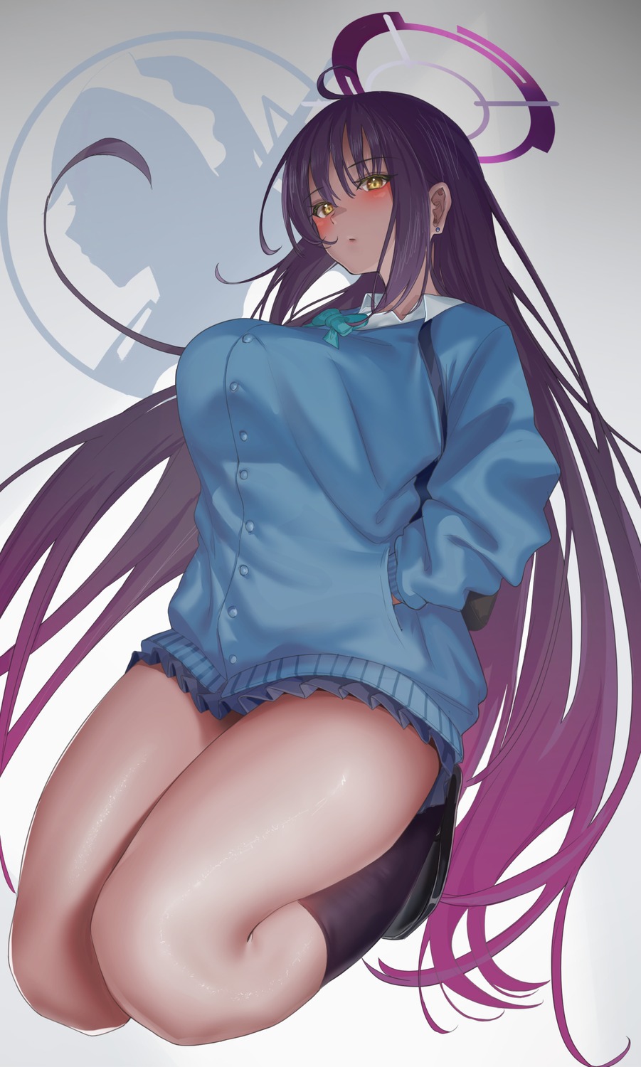blue_archive, halo, kakudate_karin, ratsuku_kinoko, seifuku, sweater