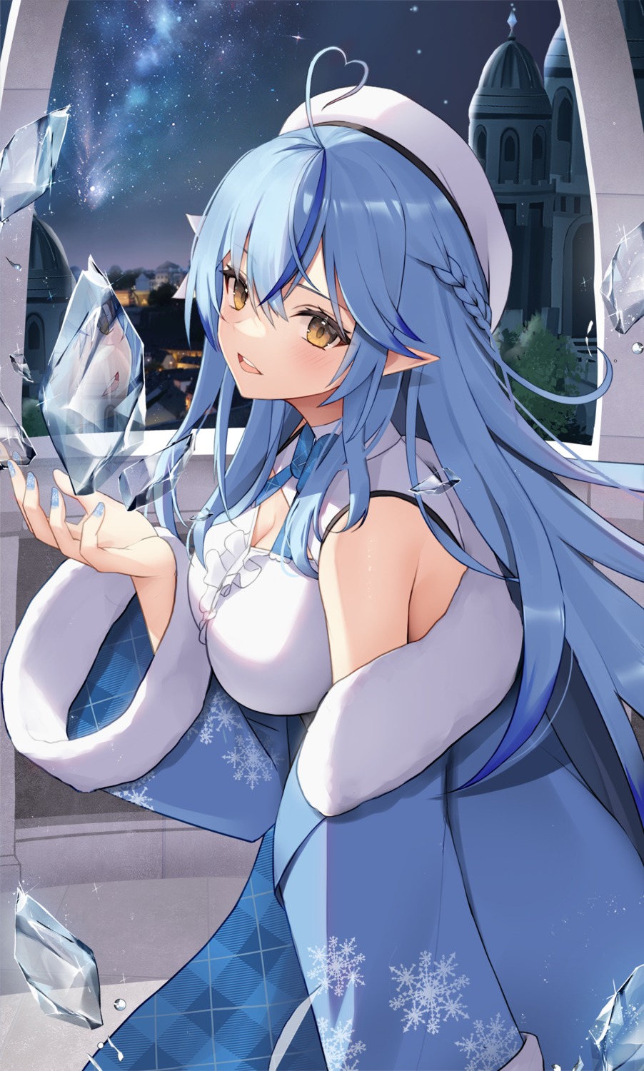 cleavage, elf, hololive, pointy_ears, thomas_8000, yukihana_lamy